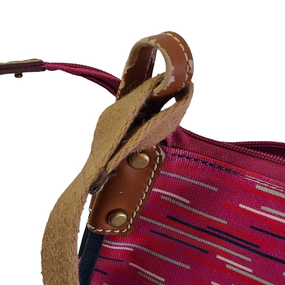 Fossil keyper crossbody bag Pink Tan Medium Shoulder Purse Stripes - Picture 3 of 5